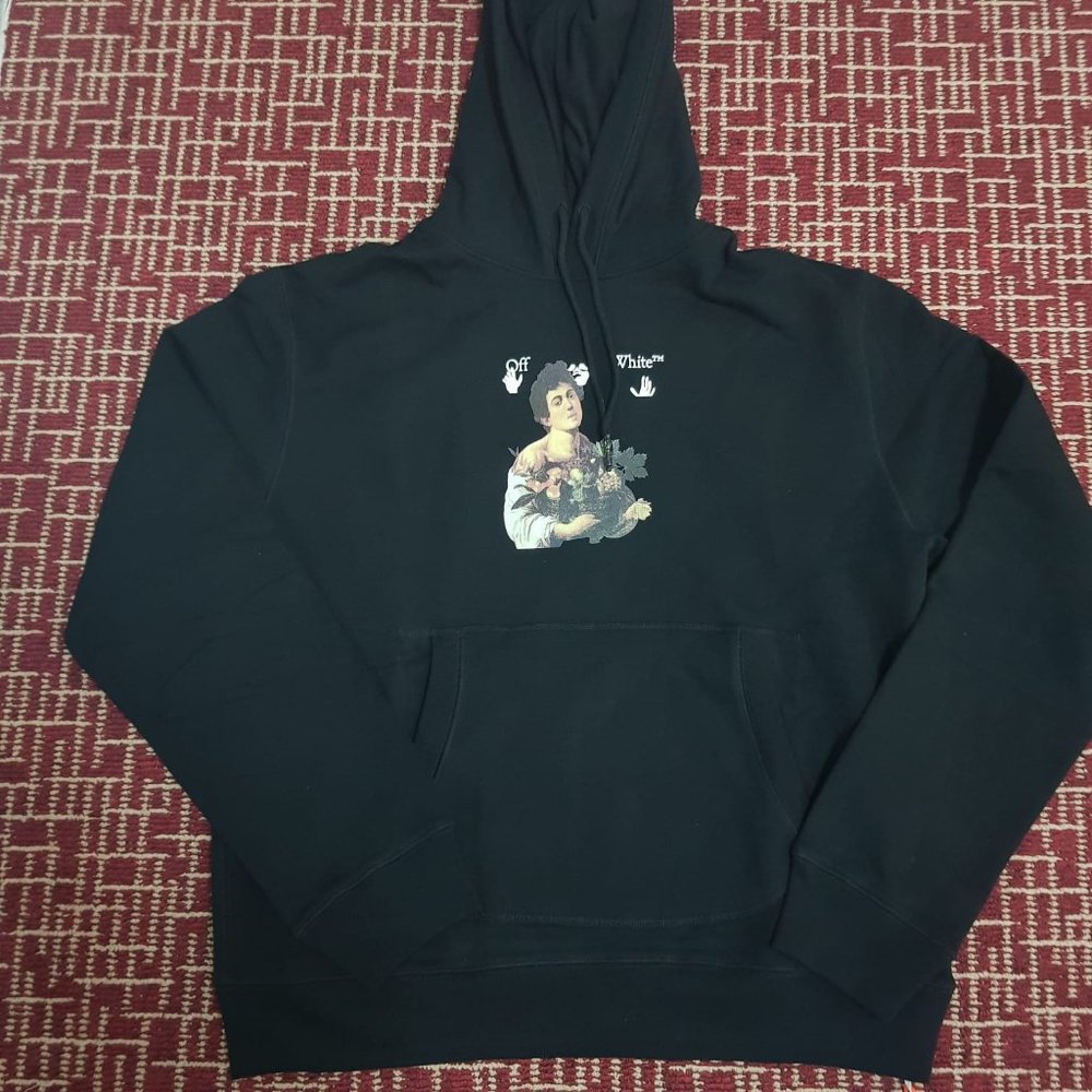 Off-White Black Hoodie With Caravaggio Boy Painting
